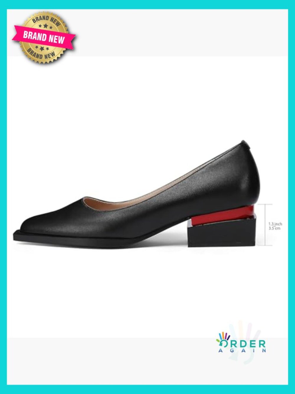 Women's Chunky Heel Pumps Pointed Toe Comfortable Dressy Flats Arch Support - Picture 6 of 7